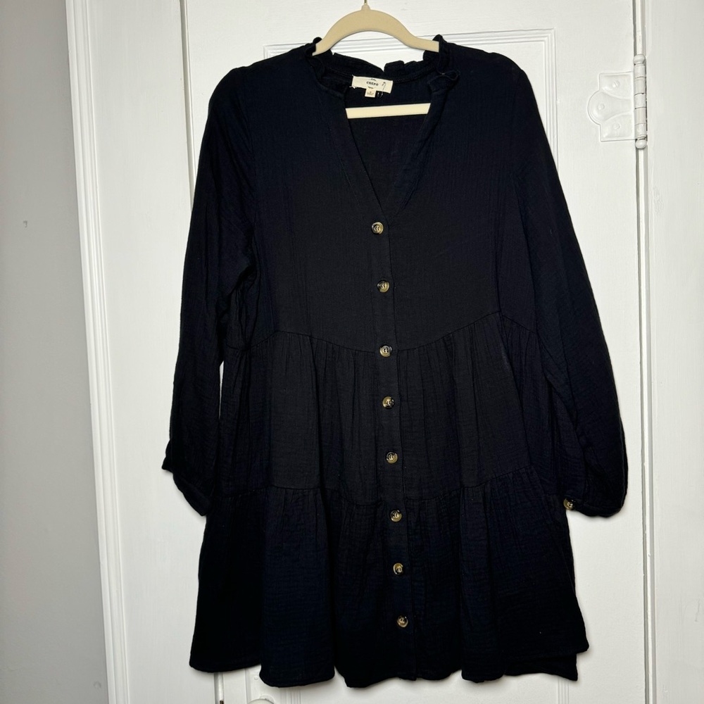 Entro Ruffled Button Up Long Sleeve Tiered Shirt Dress size Small NWOT - Picture 4 of 9